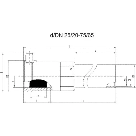 Elektrofitting acélösszekötő 63/50 PE/acél PE100 SDR11