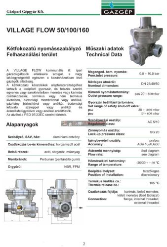 VF-250 /159 gáznyomásszabályozó GÁZGÉP