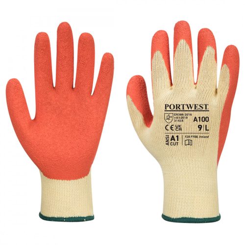 Portwest A100 Mártott latex védőkesztyű (sárga/narancs) (9/L)