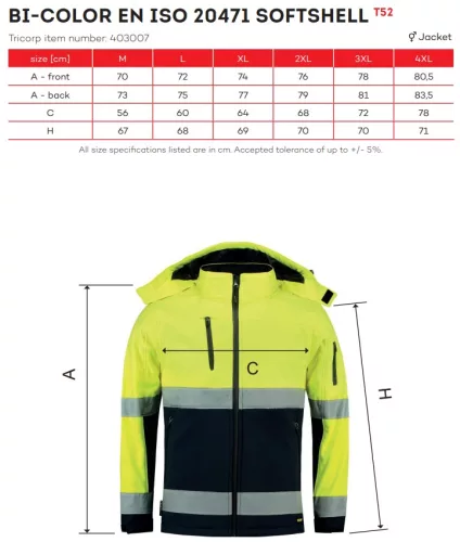work safety shop munkaruhazat munkavedelem sarga fenyvisszavero softshell kabat t52 tricorp