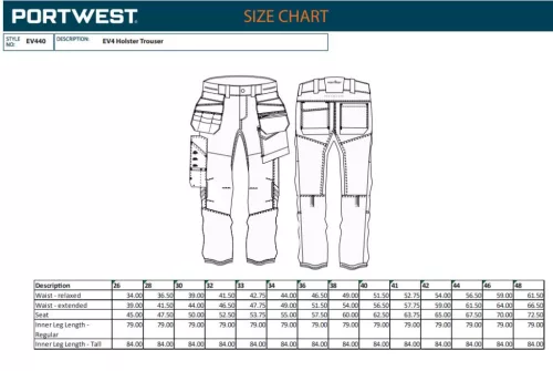 work safety shop munkaruhazat munkavedelem ev440 portwest ev4 streccs lengozsebes munkanadrag