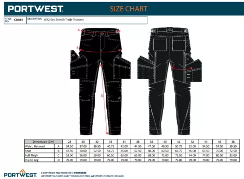 work safety shop munkaruhazat munkavedelem portwest cd881 wx2 eco stretch trade fekete munkanadrag