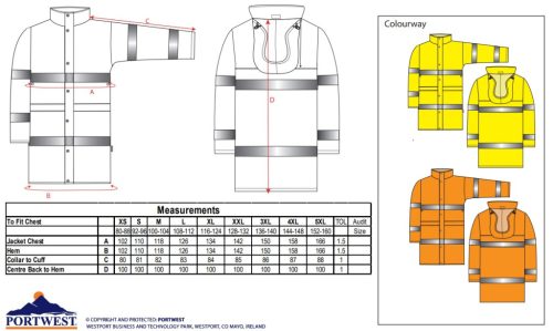 work safety shop munkaruhazat munkavedelem h442 portwest fenyvisszavero sarga esokabat