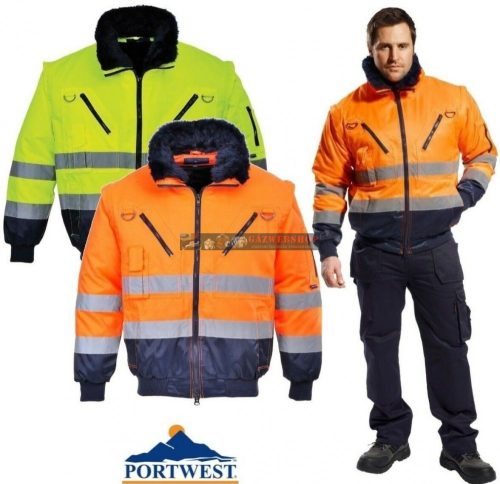 Portwest PJ50 Jól láthatósági pilóta kabát (Sárga/Navy)