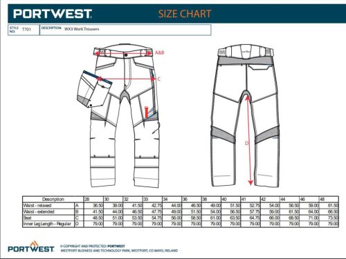 work safety shop munkaruhazat munkavedelem portwest t701 wx3 derekas munkasnadrag