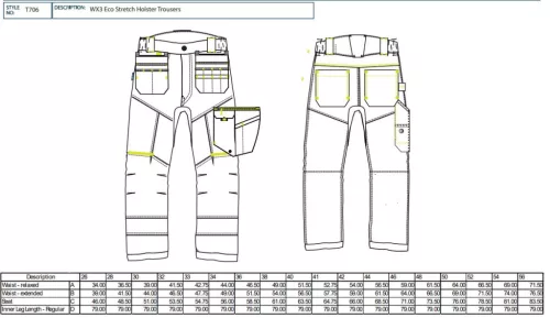 work safety shop munkaruhazat munkavedelem portwest t706 wx3 slim fit derekas munkasnadrag