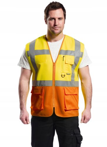 Portwest S376 Prága jól láthatósági vezetői mellény (SÁRGA/NARANCS, L)