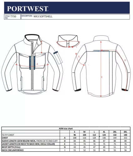 work safety shop munkaruhazat munkavedelem portwest t750 wx3 softshell kabat