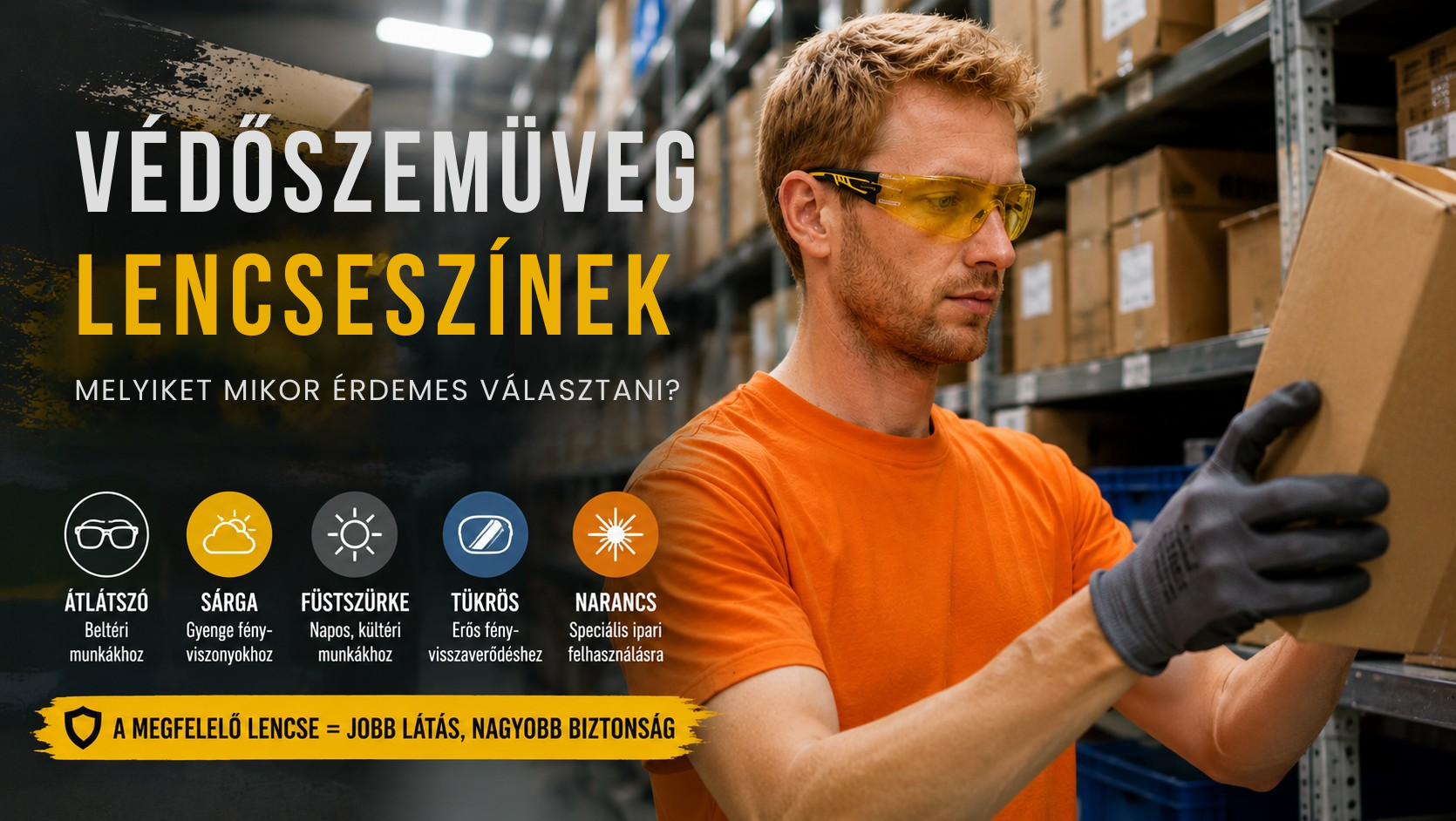 Védőszemüveg lencseszínek: melyiket mikor érdemes választani? 